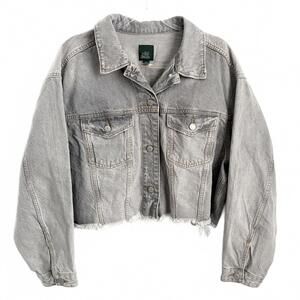 wild fable Cropped Light Gray Denim Jacket